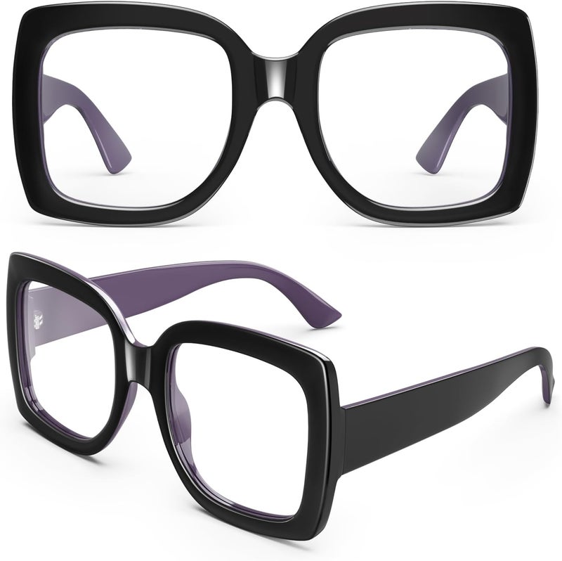 GQUEEN Oversized Fake Glasses Women Men Retro Thick Big Square Frame Clear Lens UV400 Protection Fashion Eyeglasses - Image 1